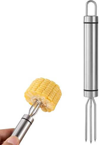 Support de maïs en acier inoxydable, fourchette à pommes de terre réutilisable, ustensile de cuisine portable multifonction avec poignée ergonomique pour barbecue, maïs sur le support COB, fourchettes