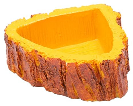 GRIRIW Reptiliennapf – Fressnapf Für Haustiere Aus Kunstharz Verdickt Für Beißfestigkeit Glatt Attraktives Rindendesign 1 Stück