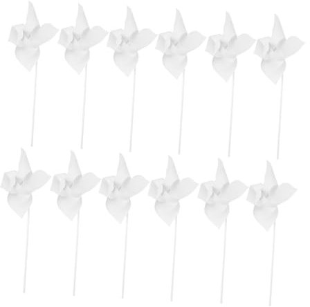 Toyvian 12 Moulins à Vent en Papier Blanc DIY pour Garçon et Filles, 400g Papier Cartonné, Jouet Éducatif Créatif pour Activités D'été et Décoration de Jardin Couleur Aléatoire
