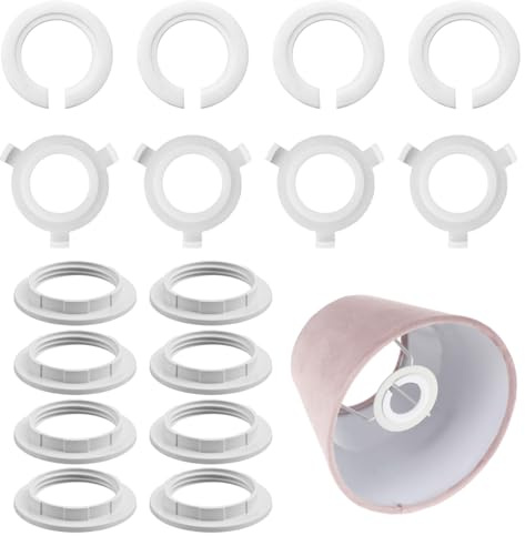 E27 to E14 Lamp Shade Reducer Ring, 16 Pcs White Plastic Adapter Converter Kit, Secure Fit Screw Collar Washer for Table Lamps & Ceiling Light Fittings