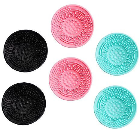 Happyyami 6pcs Silicone Makeup Brush Cleaning Cups with Non-slip Handheld Brush Cleaner Pads Multi-color Beauty Tool Cleaner at Home