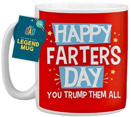 eBoutik - Novedoso diseño de taza de café o té gigante para el día del padre - Taza grande y divertida para papá o abuelo - Taza de broma para él de hijo o hija (rojo)
