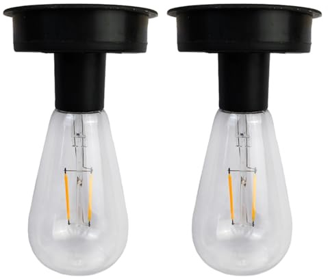 CGTQROVR Bollares solares de 2 piezas para una bombilla solar impermeable por encima de 3.4 pulgadas Bulbo de alimentación solar blanca tibia para jardín de patio