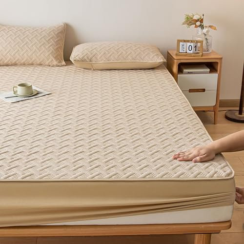 Sábanas bajeras de forro polar extra profundo de 200 x 220 cm + funda de almohada, ropa de cama de felpa suave y acogedora, ajuste cómodo, sábanas cálidas de 30 cm de profundidad para máxima comodidad