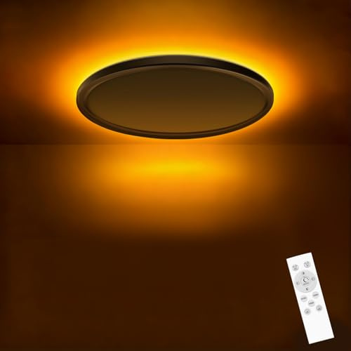 slochi LED Deckenleuchte, 18CM 12W 1200LM Deckenlampe Flach Dimmbar mit Fernbedienung, 1800K Nachtlicht Warm, 3000K-6500K Schlafzimmer Lampe für Schlafzimme Wohnzimmer Kinderzimmer Rund, Weiß