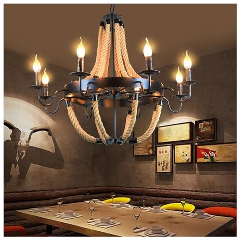 Lampada a Sospensione a LED con Corda di Design Creativo Italiano, per ristoranti, Bar, camere da Letto, Hotel, Illuminazione Decorativa (N-8 luci)