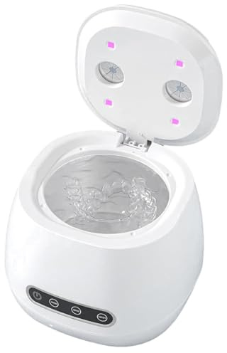 Pulitore ad ultrasuoni per protesi dentarie | Macchina portatile per la pulizia dei UV | 52 khz Aligner Cleaners per bambini anziani adulti paradenti cinturino protesi allineatore gioielli