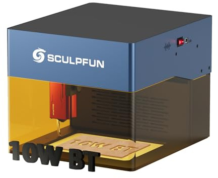 SCULPFUN iCube Pro Max (BT) 10W Lasergravierer Laserschneider mit Rauchfilter, 0,08 mm Feiner Laserpunkt und 10.000 mm/min Geschwindigkeit, Gravieren von Holz, Metall, Acryl und Glas