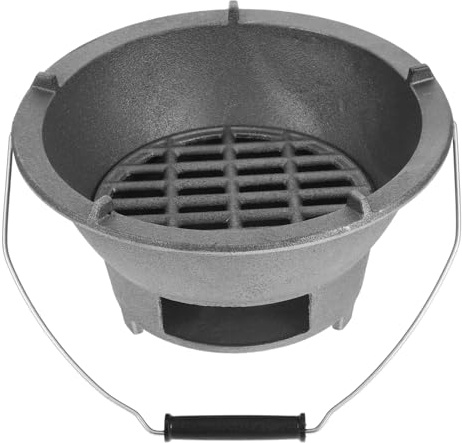 SUPVOX Barbecue Au Charbon De Bois Portable En Fonte Grille Intérieure Et Poignée, Grand Format Pour Barbecue Extérieur Et Cuisson Sur Table, Poêle En Fonte Multifonction Pour Jardin Et Camping
