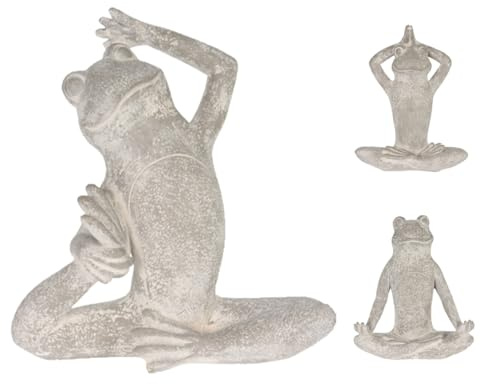 mucHome XL Yoga Frosch Dekofigur, Höhe ca. 32cm aus Polyresin Gartenfigur Zen Deko Wohnzimmer Frosch Figur (Drehsitz)