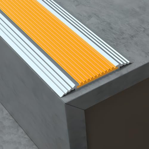 Coayuou Treppenkantenprofil Gummi 100cm*2 Stück Trittschutz Treppe Aluminium Profilleiste Schützend Und Pflegeleicht Schutz Vor Abnutzung & Elegantes Design Für Ihre Treppe(Gelb,5cm)