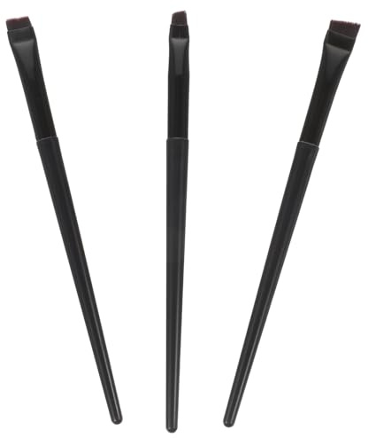 WEKADRIN Pinceles Delineadores de Ojos y Cejas en Plástico y Aluminio Diseño Dual Uso Juego de 3 Mango Cómodo para Maquillaje Profesional y Amateur