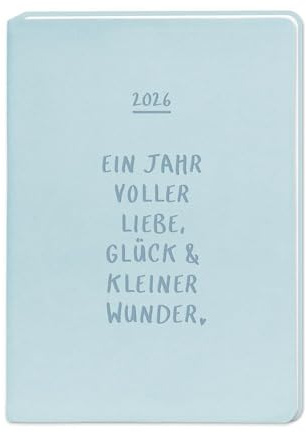 Terminplaner Lederlook - hellblau A6 - Taschenkalender 2026 - Grafik Werkstatt - Buchkalender mit feiner Prägung auf der Titelseite - 1 Woche auf 2 Seiten - 11 cm x 15,5 cm