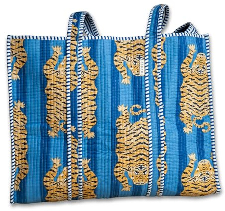 IBOAH Bolsa Tote Bag Tigres Acolchada Playa, Compra, Viaje, Avión (Azul)