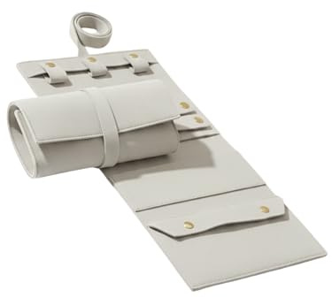 Einzelstück® Schmuck Reise Tasche I kleiner Schmuck Organizer für Reisen I Schmuckrolle Schmuck Aufbewahrung kompakt & platzsparend (Light Grey)