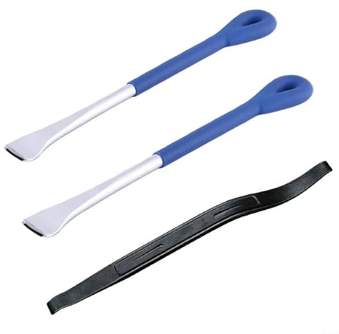 Alanmoship 3-teiliges Reifenheber-Set aus gehärtetem Karbonstahl mit poliertem Chrom-Finish, langes, gebogenes Design für einfaches Entfernen und Reparieren von Motorradreifen, rostbeständig (blau)