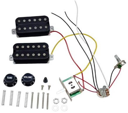 HH Ensemble de micros pour guitare avec faisceau de câblage pré-câblé pour une installation facile et un faisceau de câblage à bobine unique de qualité supérieure