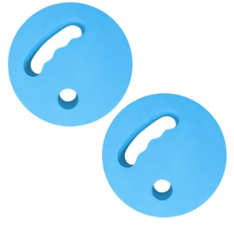 Par de discos de ejercicio de agua, ayudas de natación de mano para principiantes, paletas de entrenamiento de piscina de espuma EVA, 7.1 x 7.1 x 1.2 pulgadas, color azul