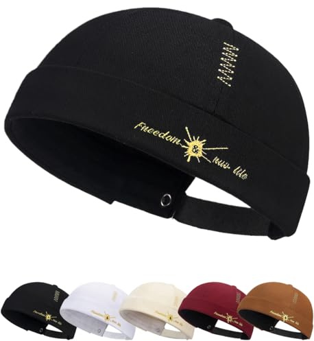 Cozyan Cotone Cappellino da Portuale Uomo Retro Docker-cap Berretto Docker da Motociclista Cappello Retro Cappellino Senza Visiera Uomo Donna Berretto Portuale Commando Lavoro Cotone Docker cap
