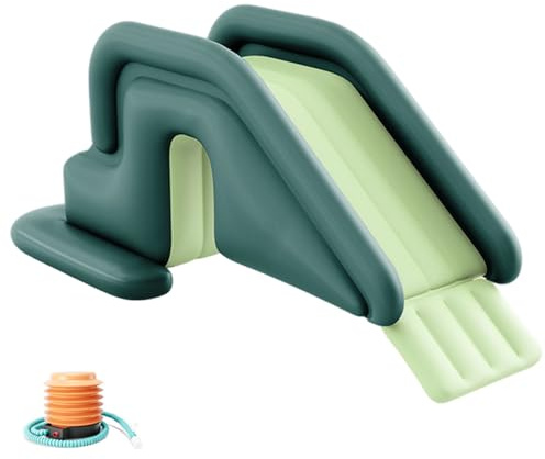 Uppblåsbar poolrutschkana i PVC med luftpump för utomhus- och inomhusgård, 199,9 x 80 x 85,1 cm
