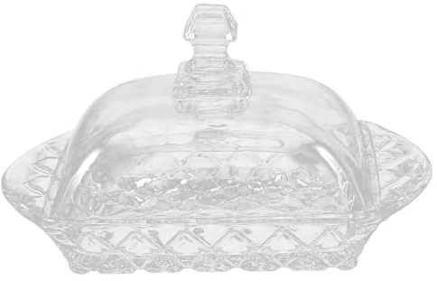 TOYANDONA Scatola per Conservare Burro Fresco in Vetro con Coperchio Trasparente, Burriera Domestica Riutilizzabile per Formaggio e Dessert, Piatto Coperto per Cucina Pulita e Ordinata