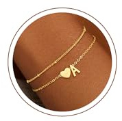 SLOONG Geschenk Einschulung Mädchen - Buchstaben Armband Damen Gold Schmuck