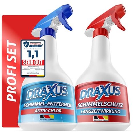 DRAXUS Schimmelstop Set I Schimmelentferner mit Hafteffekt + Schimmelschutz Spray I Schimmel vernichten & Neubefall stoppen I Bis zu 24 Monate Langzeitschutz I 2x 500 ml