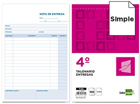liderpapel t126 carnet de livraisons