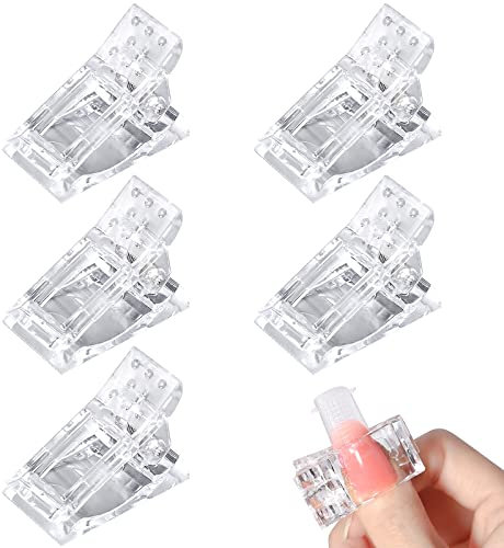 Sularpek 5 Stück Polygel Nagel Klammer, Transparente Nagelspitzen Clip, Nagel Werkzeug Clip, Nagel Tips Clips Nagelklammern für Poly Gel Nagelverlängerung, Nagelclips für Gelnägel.