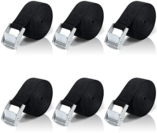 Spanngurte kurz mit Ratsche 2M - 6 Stück Spanngurt Fahrradträger, Schwarz Kurze Zurrgurte mit klemmschloss, Kleine Spanngurte, für Auto, Fahrrad, Sackkarre, Motorrad, Gepäck, Camping
