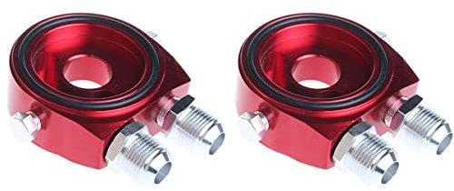 2 x Ölfilter-Sandwichplatte, AN8-Ölfilter-Werkzeuge, Universal-Ölfilter-Sandwichplatte, Plattenadapter-Set, Aluminium-Ölfilter-Kühlerplatten-Adapter (rot)