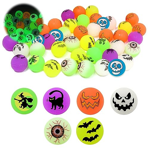 GAROMIA Halloween självlysande Flummies 24 stycken lågor för barn lysande hoppbollar barnleksaker gummibollar barn flummis för barns födelsedag reklamgåvor halloween fest födelsedag