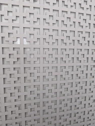 Laserkris Dekoratives Abschirmgitter für Heizkörper, perforiert, 3 mm dicke MDF-Platte, Größe 1200 x 620 mm, KK1-Muster, 1200 x 300 mm, grundiert, Weiß