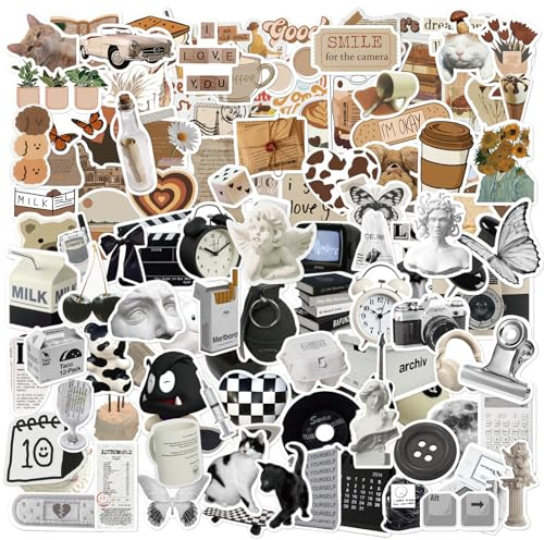 LWMTT Vintage Pegatinas 121pcs,Stickers Aesthetic,Pegatinas de Decoración Retro,Autocollant Scrapbooking,para cuaderno, botellas de agua, monopatín,Diario