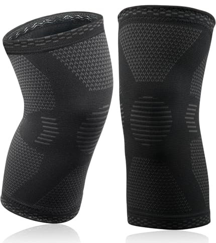ACWOO Ginocchiera Ortopedica, 2 Pezzi Tutore Ginocchio per Uomo e Donne, Fascia a Compressione, Ginocchiera Sportiva Supporto per Artrite, Corsa, Dolore alle Articolazioni, Lesioni dei Legamenti (L)