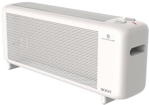 Sogo Radiador Eléctrico Bajo Consumo de Mica - Estufa Eléctrica Calor instantáneo y funcionamiento silencioso - Termostato Ajustable - 2 potencias 750/1500W - Protección Contra el Sobrecalentamiento