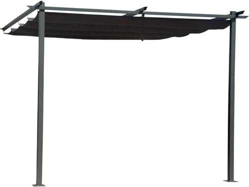 Pergola adossée avec Toit rétractable - 3 x 3 m - Gris Anthracite