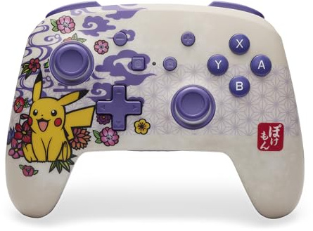 Manette sans fil améliorée PowerA pour Nintendo Switch, modèle OLED et Switch Lite, accessoire de jeu, manette de jeu, manette gaming, manette Bluetooth, sous licence officielle - Pokémon Blossom