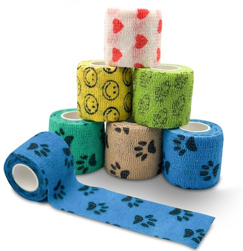 Petsation - 6 Selbstklebende Bandagen für Tiere [Das Original] Verbände für Hunde, Katzen, Pferde und Menschen Verband elastische Binde Handgelenk Bandage Pflaster (Motiv)
