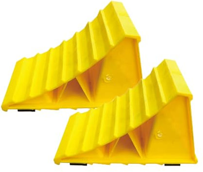 XINBAIJI Lot de 2 cales de roue, pour remorques, tapis de frein, patins de frein, patins de frein, cales de remorque, pour cales de frein, caravanes, remorques de voiture (jaune, 2 pièces)