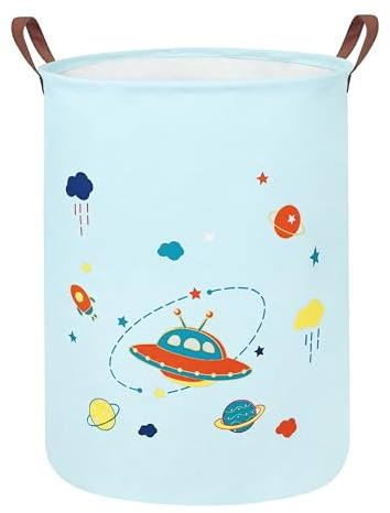 HUNRUNG Cesta grande para ropa, en tela ligera, organizador para juguetes, ropa sucia, plegable, impermeable, para dormitorios, habitación de niños, baño (nave redonda)