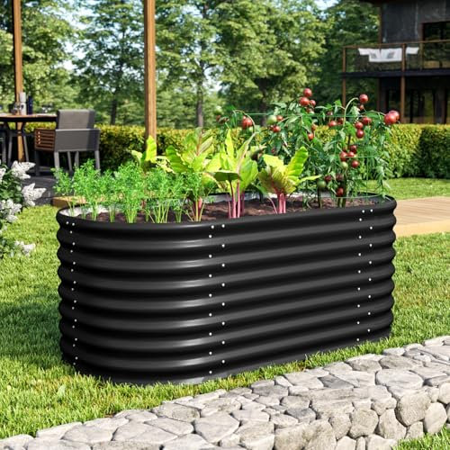 Vitavia Hochbeet Terra 630, schwarz, 63 cm, Modell Basic | Wetterfest aus Zincalume® | Ergonomisch & Rückenschonend | Schutz vor Schnecken & Unkraut | Perfekt für Gemüse & Blumen