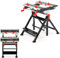 TANGZON Folding Workbench, 7-Level Height Adjustable Flip Top Work Table with 8 Sliding Clamps, 2 Rotary Clamping Handles & Foot Pedal, Work Bench Tool Stand Saw Horse (Red, 75 x 60 x 103cm)