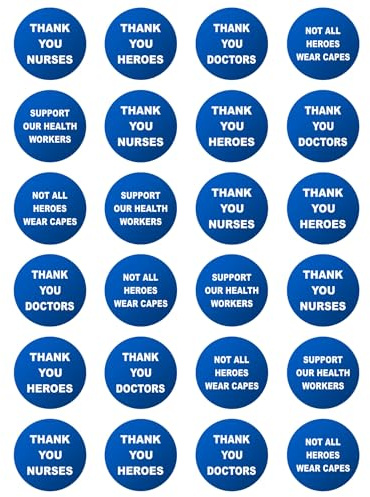24 x Thank You NHS Mix Edible Cupcake Toppers – Wafer Card or Icing – Thanks Celebration Party Themed Birthday Decorations Perfect For Brownies Cookies Muffins & More! (Premium Icing Sheet)