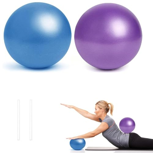 LDBKLGHJ Palla da Ginnastica 2 Pezzi 25 cm, Blu e Viola, Mini Gym Ball per Yoga Pilates Fitness Allenamento Core Equilibrio Forza, Facile da trasportare e Utilizzare