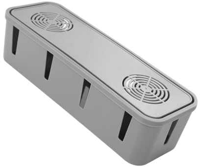 Homoyoyo Grey Cable Organizer Box with Wire Plastic Socket Container for Home and Office Practical Cord Management Storage for Kitchen Bathroom Living
