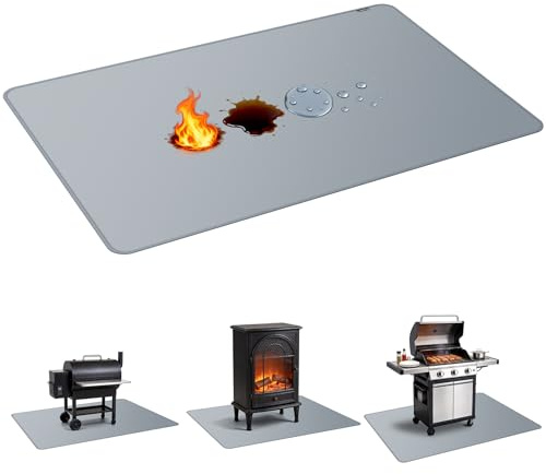 PAWBOSE 76x52 Inch Under Grill Mat for Outdoor Grill, Double-Sided Fireproof BBQ Mat for Patio and Deck, Waterproof Oil-Proof Fire Pit Mat & Indoor Fireplace Protector Pad