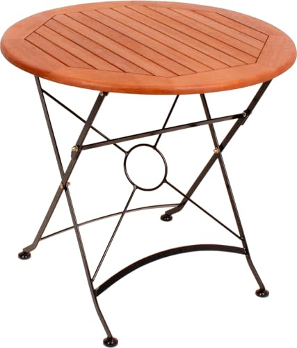 DELUKE Gartentisch INGA rund klappbar - Eukalyptus, Hellbraun, 80x80x74cm, rund | Klapptisch Esstisch Wetterfest Outdoor Tisch
