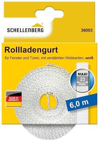 Schellenberg 36003 Cinghia per tapparelle Maxi 23 mm, 6 m, bianco