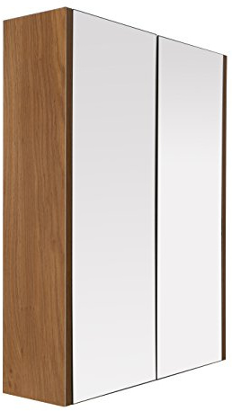 Premier Housewares Display Storage Cabinet Contemporary Design Brown MDF And Glass Tall Sideboard Storage Cabinets With 2 Door Mirror Cupboards Glass Cabinet For Bathroom Items 50 x 13 x 60
